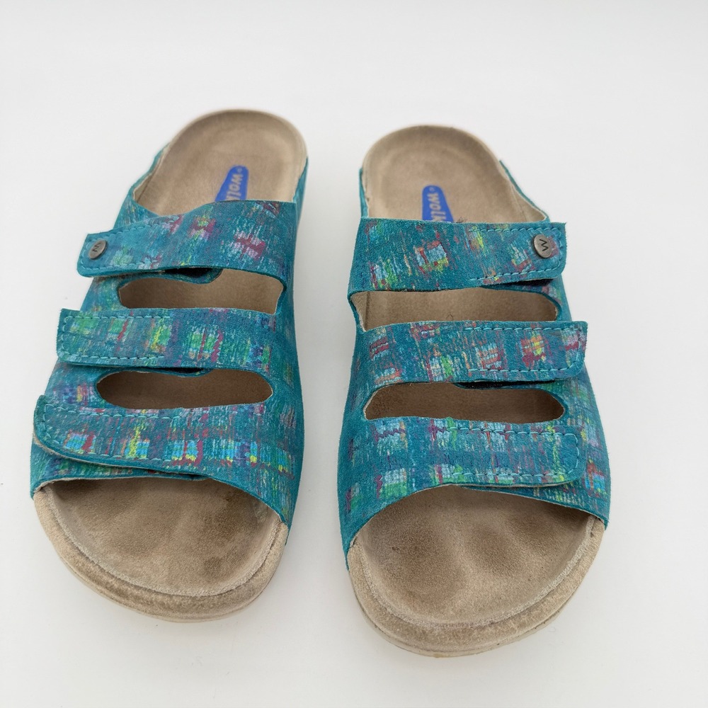 Wolky Sandals Women 37 US 6 Blue Comfort Walking Slides Adjustable Straps